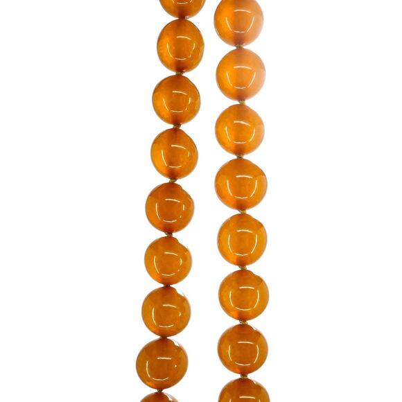 Golden Orange Baltic Amber Beads 24” 57g USSR Origin Restrung W Silver Clasp - Picture 5 of 12